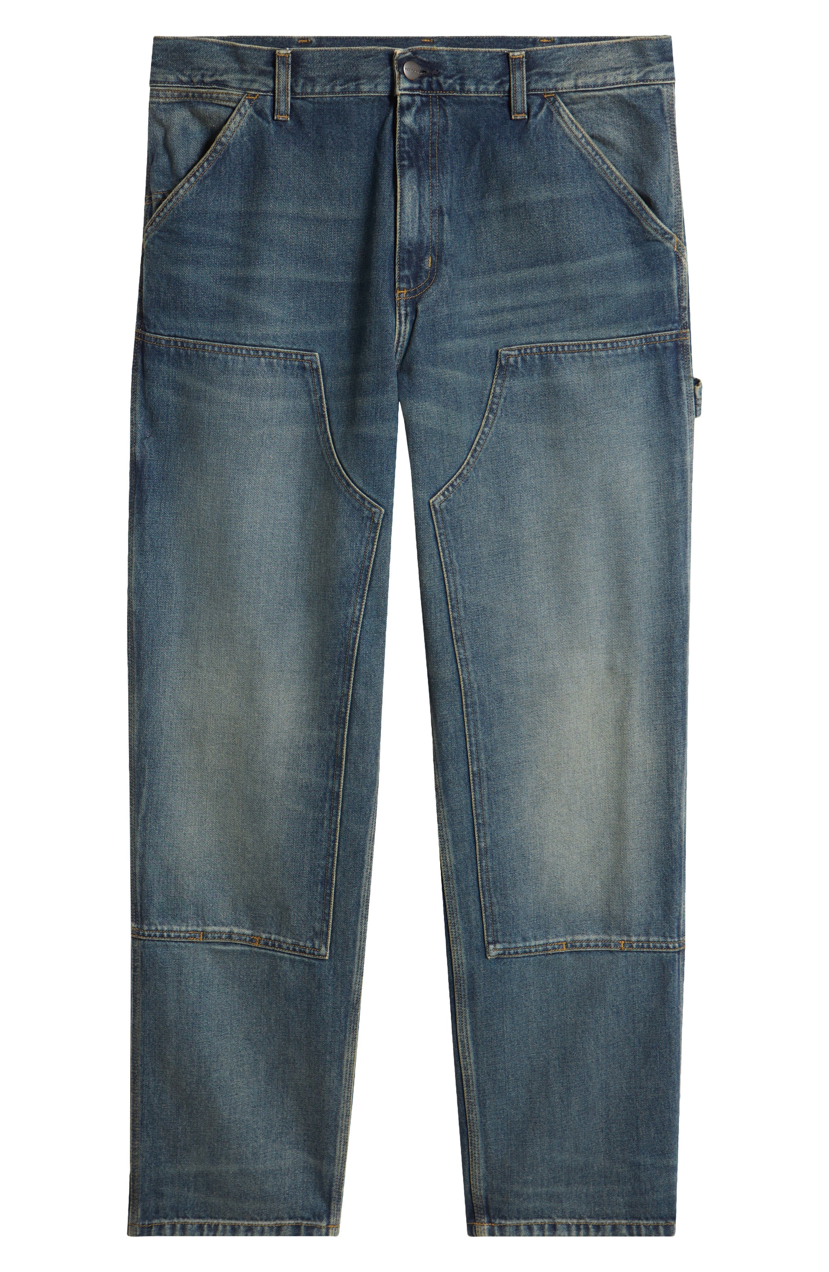 Carhartt Work In Progress Double Knee Work Jeans in Blue Worn Used Wash at Nordstrom - 5