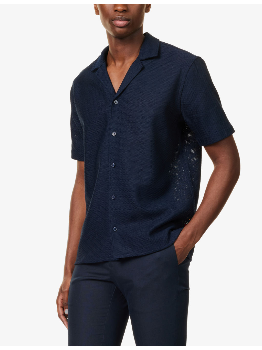 Maitan Open Weave short-sleeves regular-fit cotton-knit shirt - 3