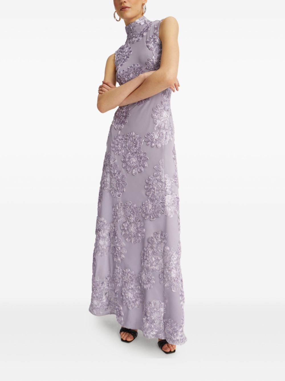 floral-mesh maxi dress - 4