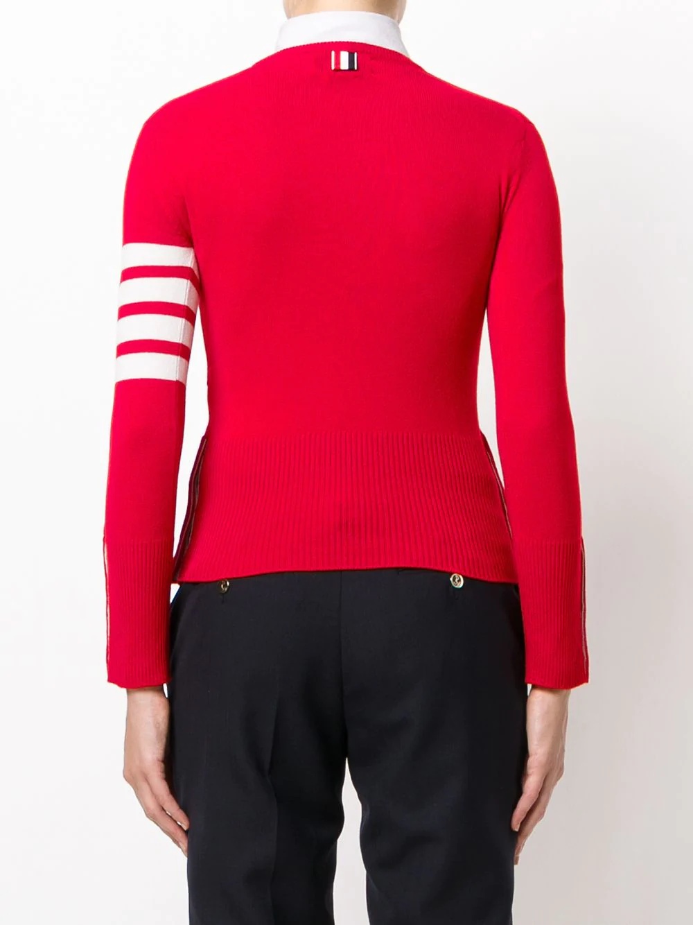 Classic crew neck Pullover Cashmere with 4-Bar Sleeve Stripe - 4