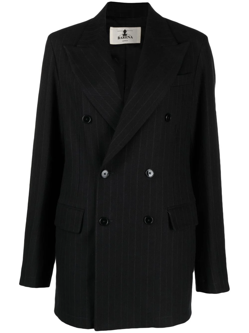 pinstripe-pattern double-breasted blazer - 1