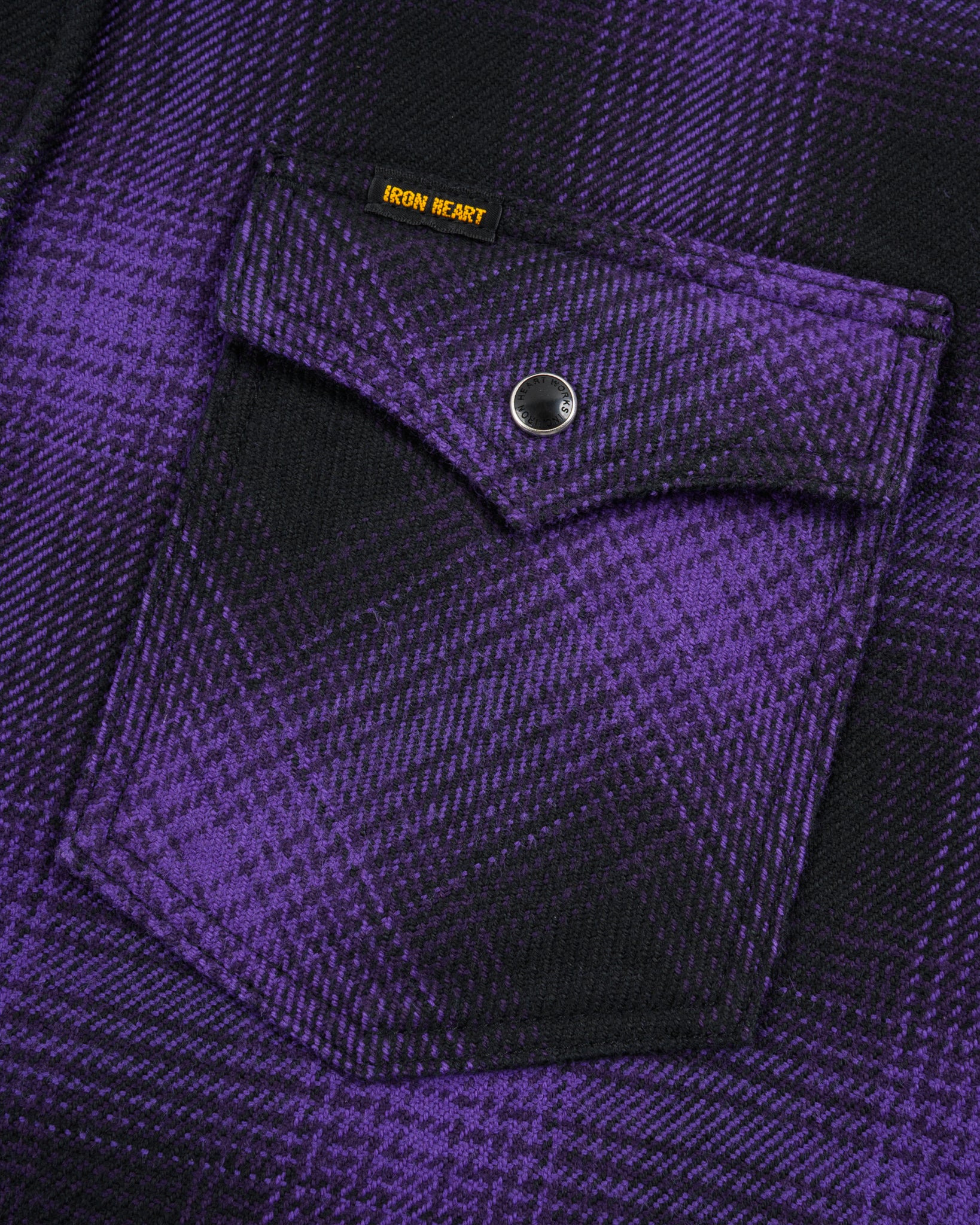 IHSH-264-PUR Ultra Heavy Flannel Ombré Check Western Shirt - Purple/Black - 21