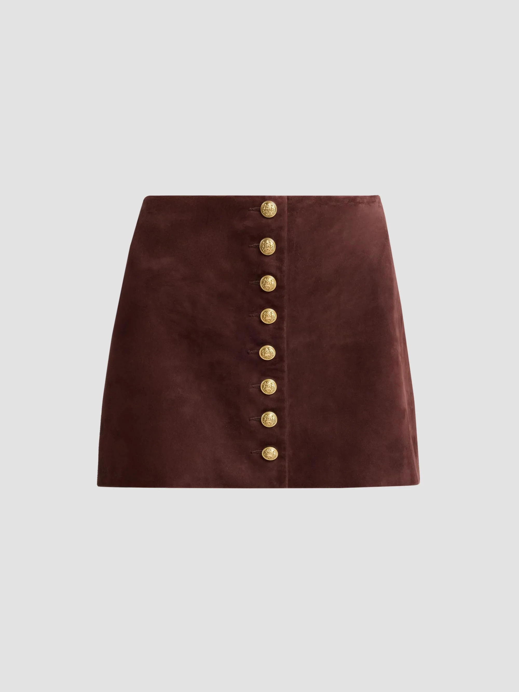 Women's Rubi Suede Button-Front Mini Skirt - Dark Chocolate - 1
