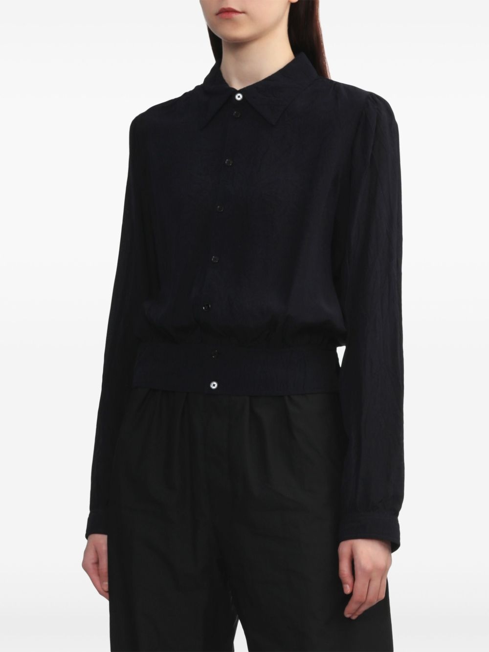 crease-effect button-up blouse - 3