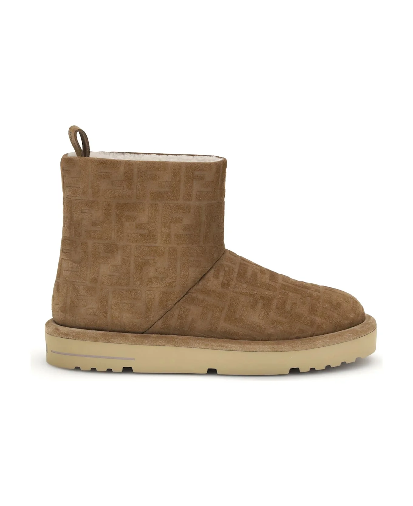 Suede Leather Ankle Boots With Embossed Ff Motif - 1