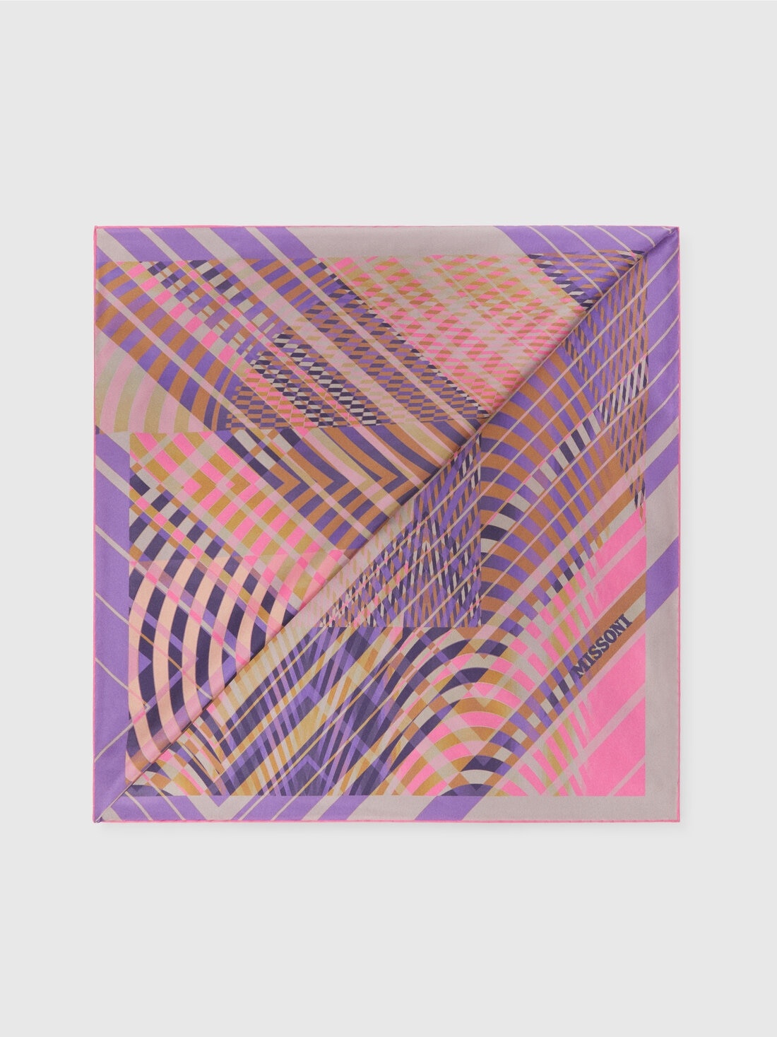 Geometric print silk scarf - 1