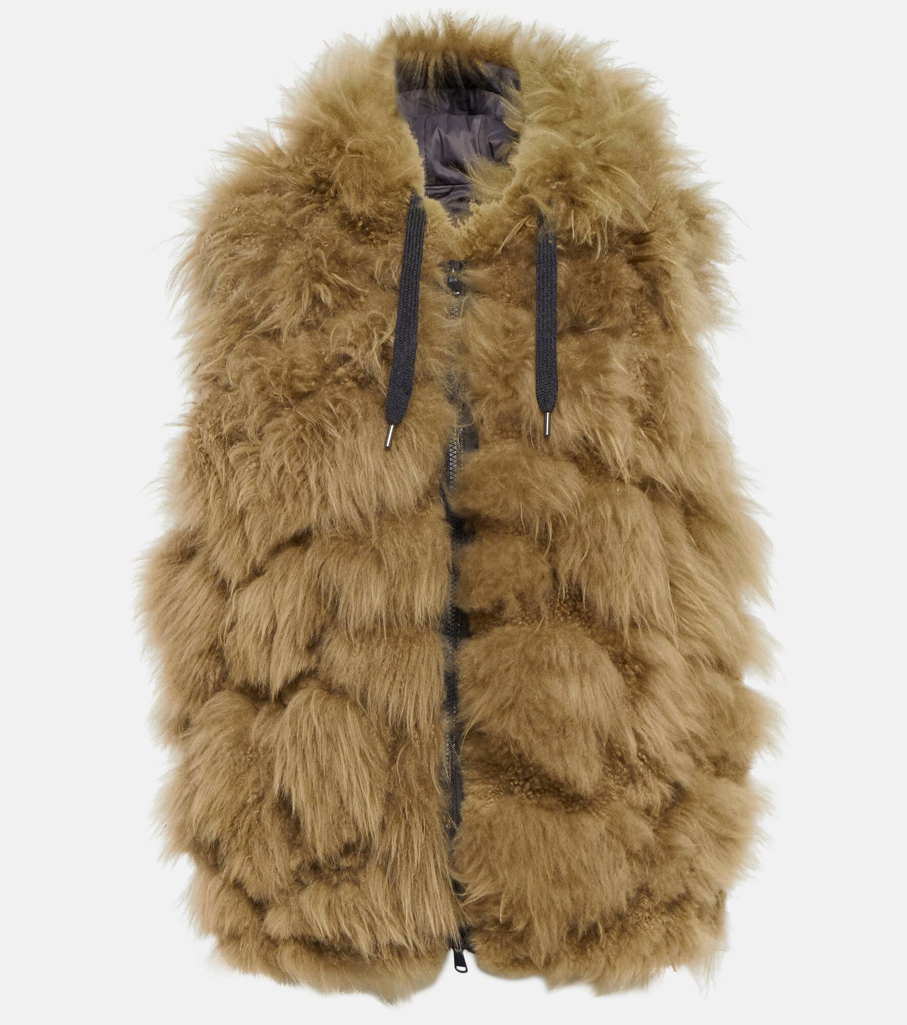 Cashmere shearling hooded vest - 1
