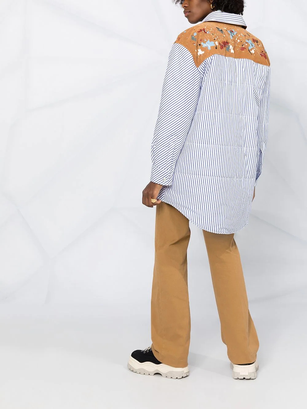 vertical-stripe padded shirt jacket - 4