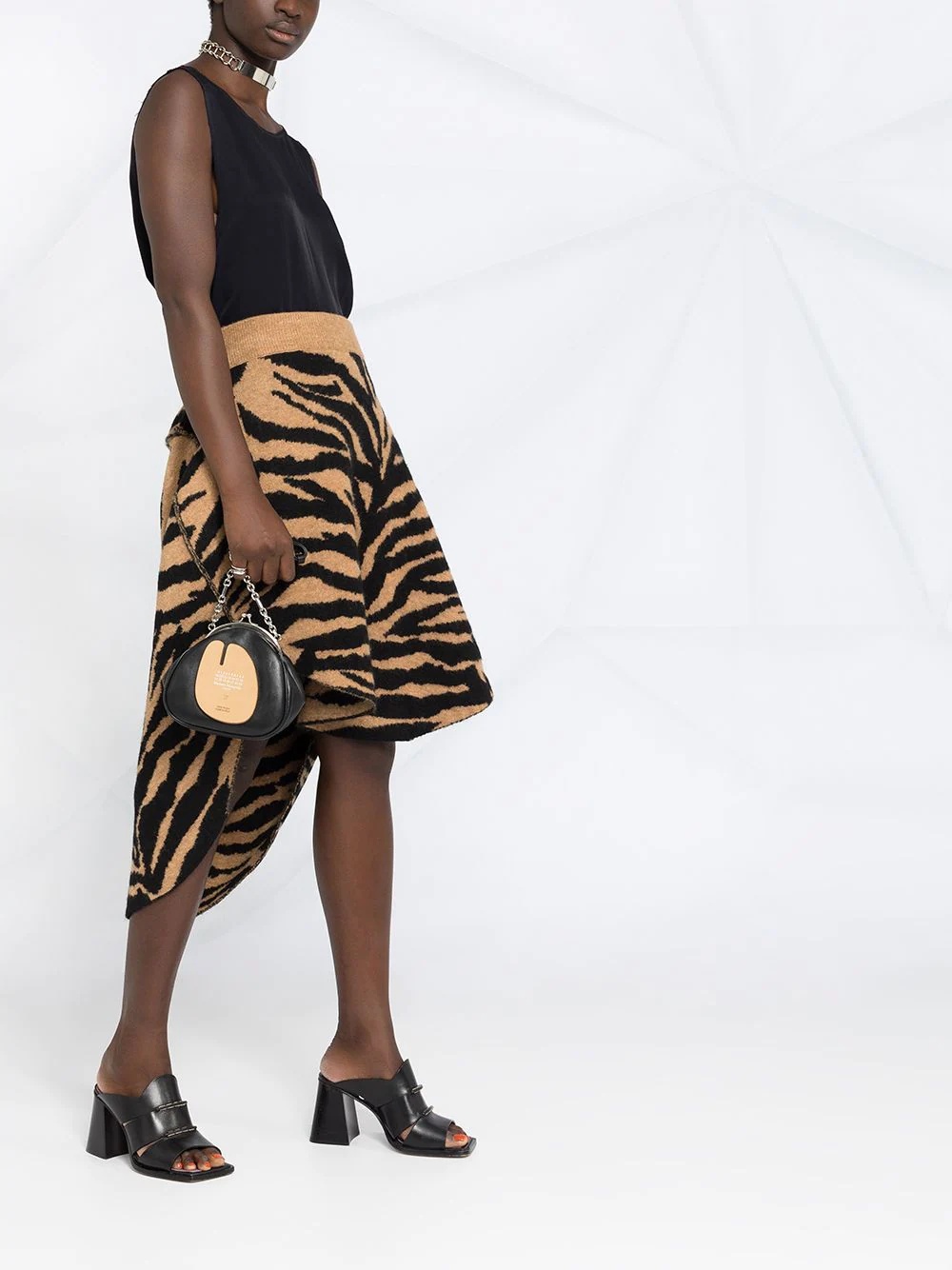 tiger-print high-low skirt - 6