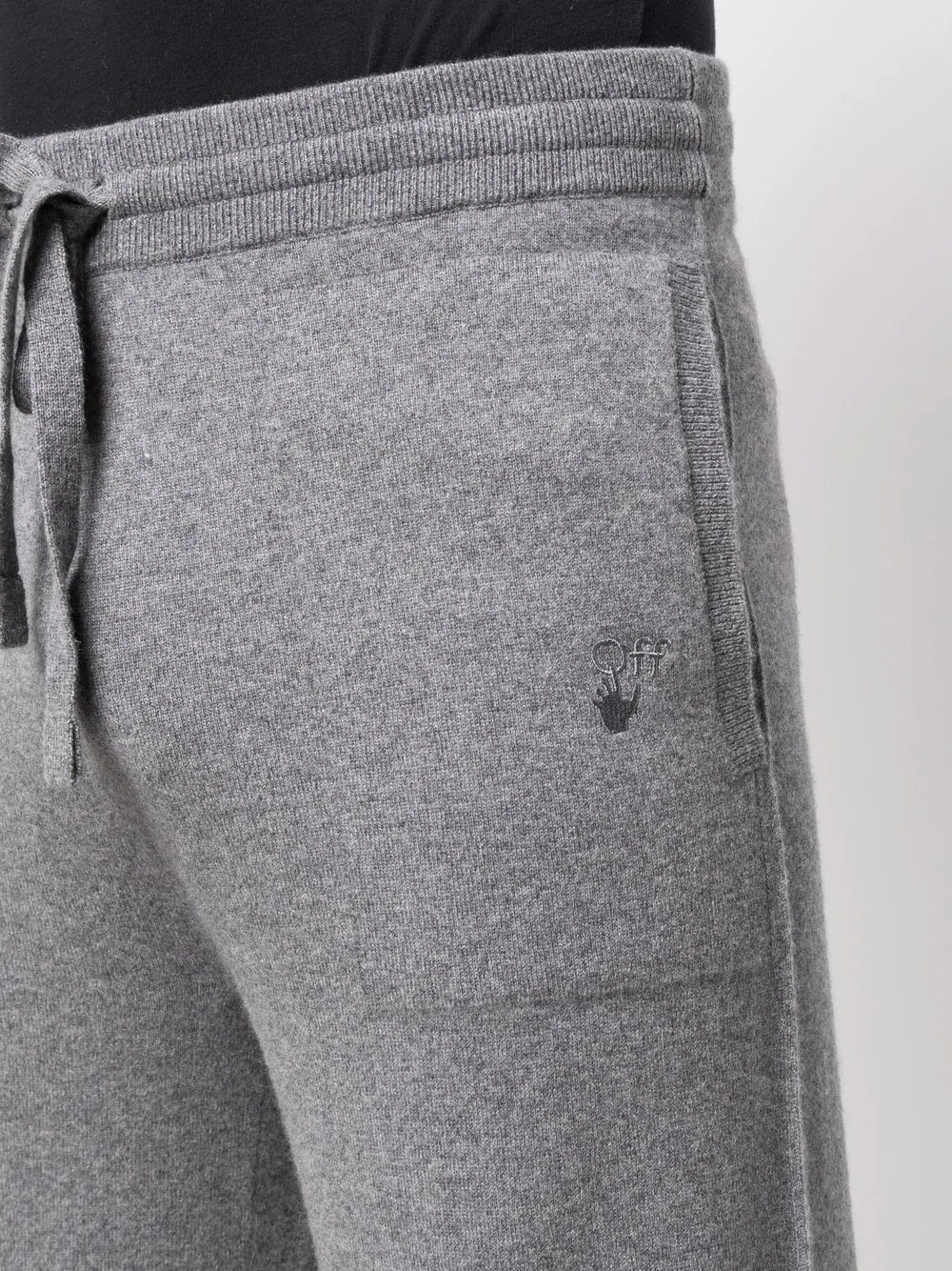 logo-embroidered cashmere track pants - 5