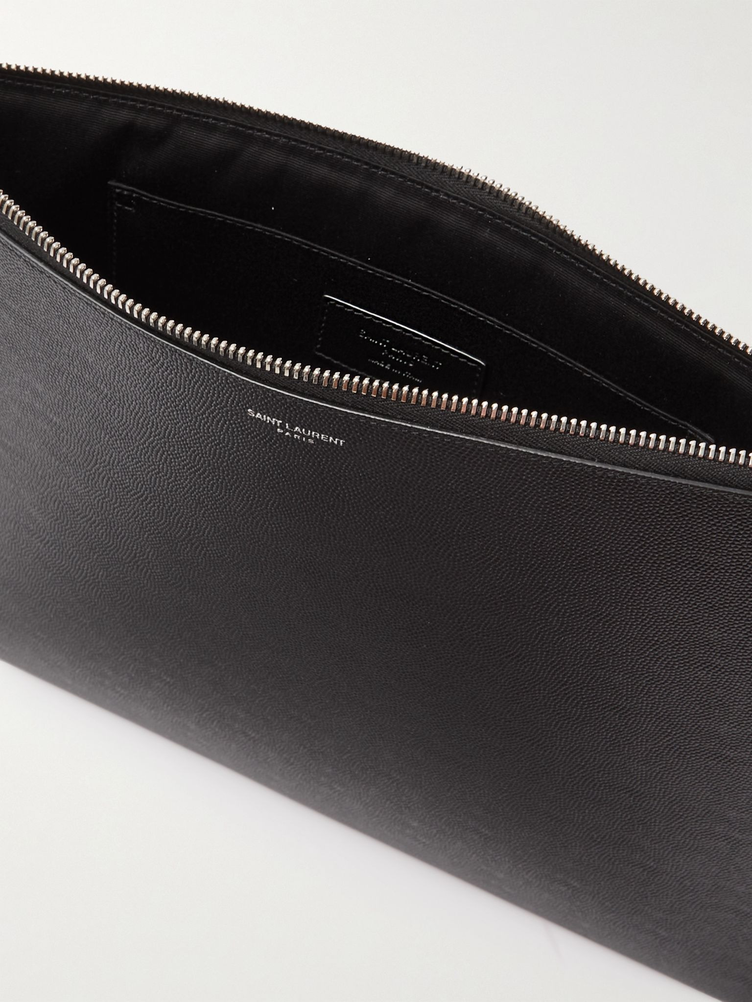 Pebble-Grain Leather Pouch Black - 5