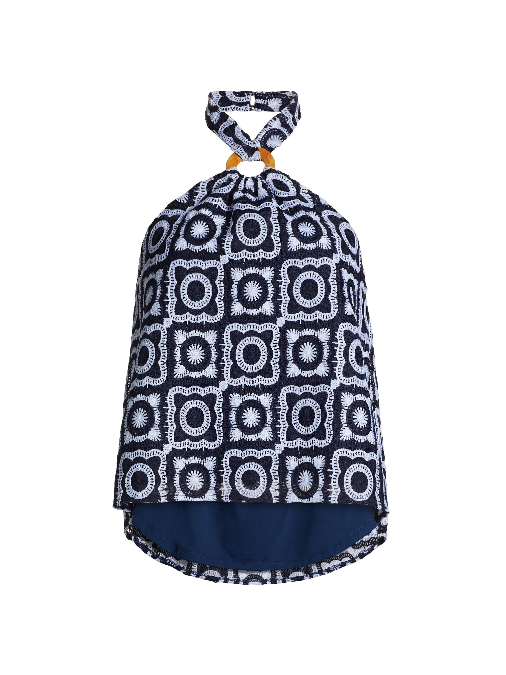Women's Bessie Crochet O-Ring Halter Top - Spring Navy Crochet - 1