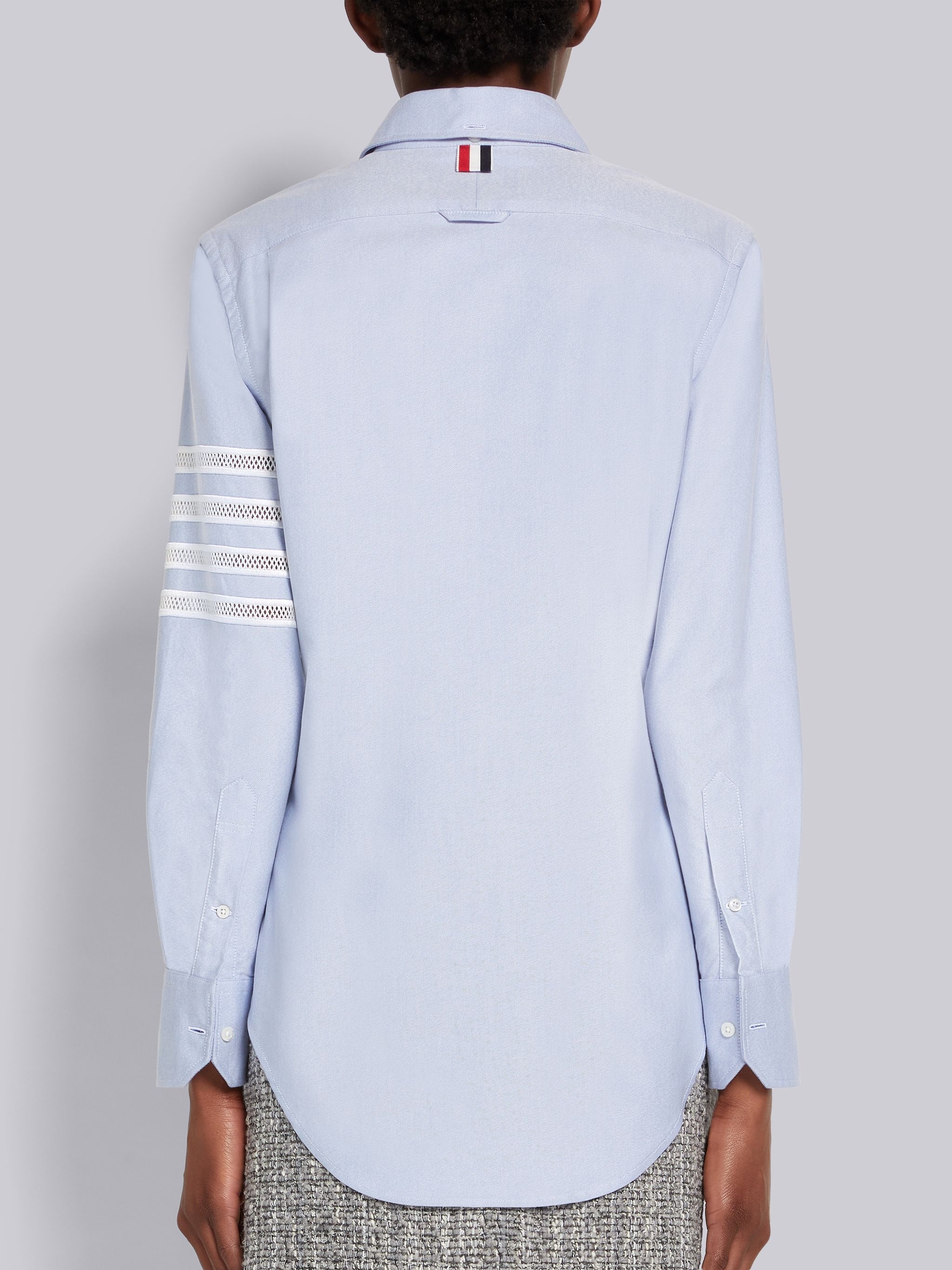 Light Blue Oxford Mesh 4-Bar Classic Round Collar Shirt - 4