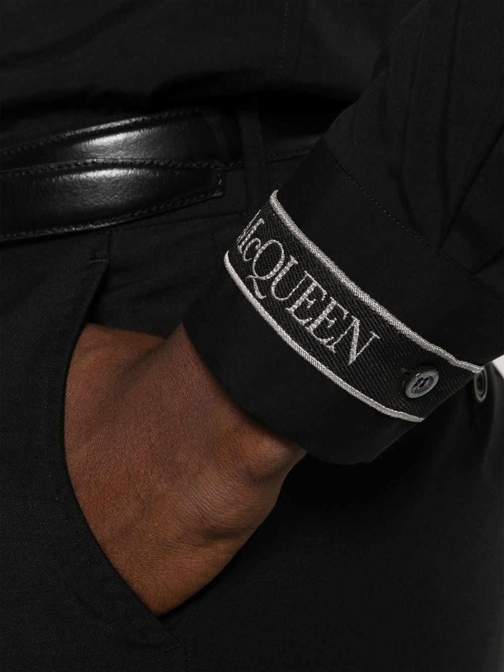 logo-strap poplin shirt - 5