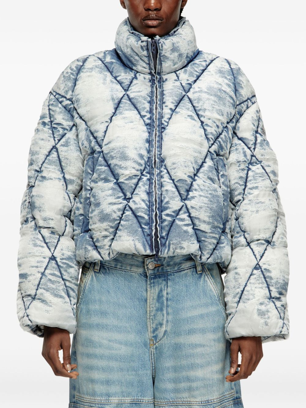 quilted acid-wash puffer jacket - 3