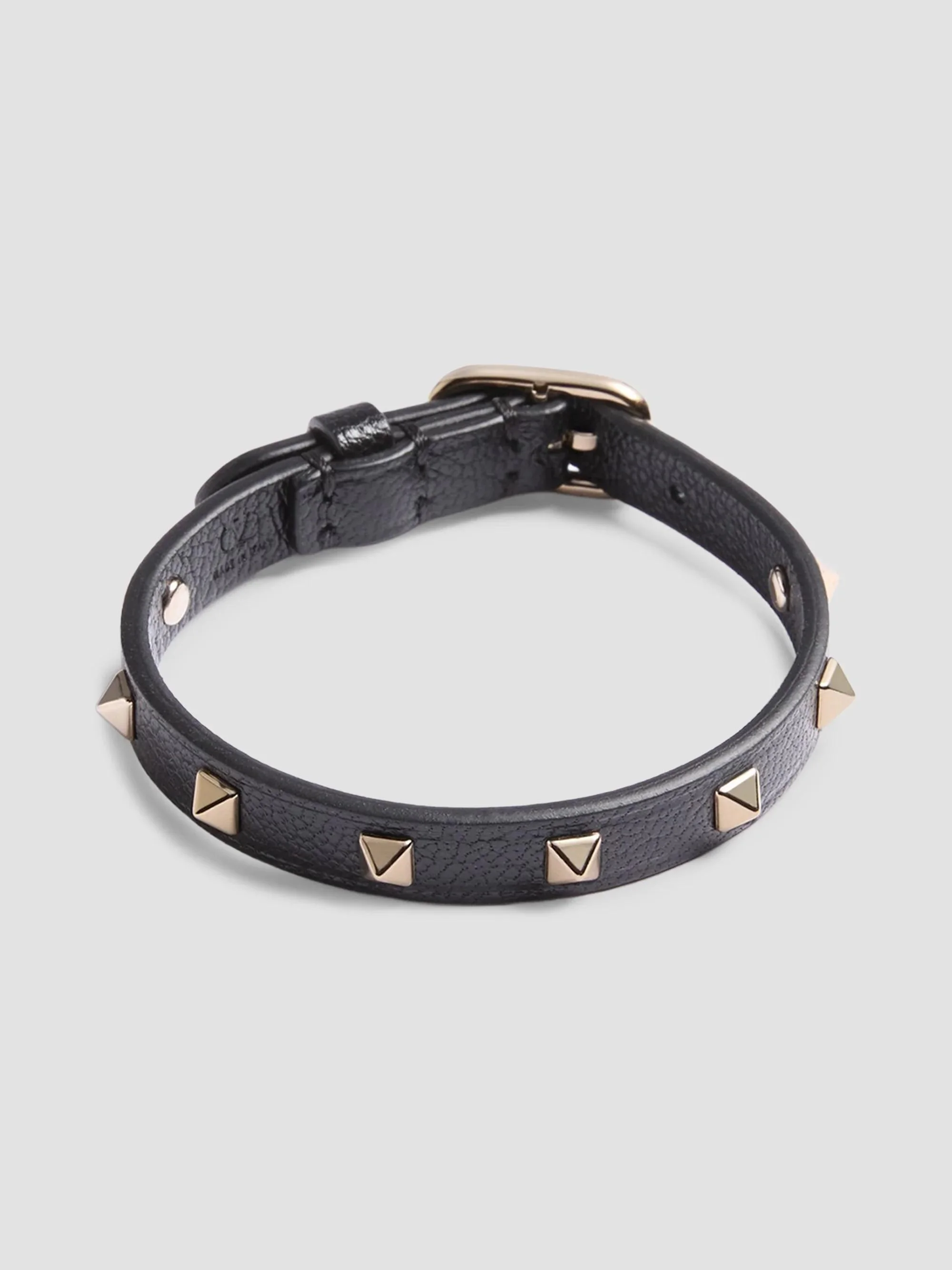 Women's Spike Leather Bracelet - Black - 1