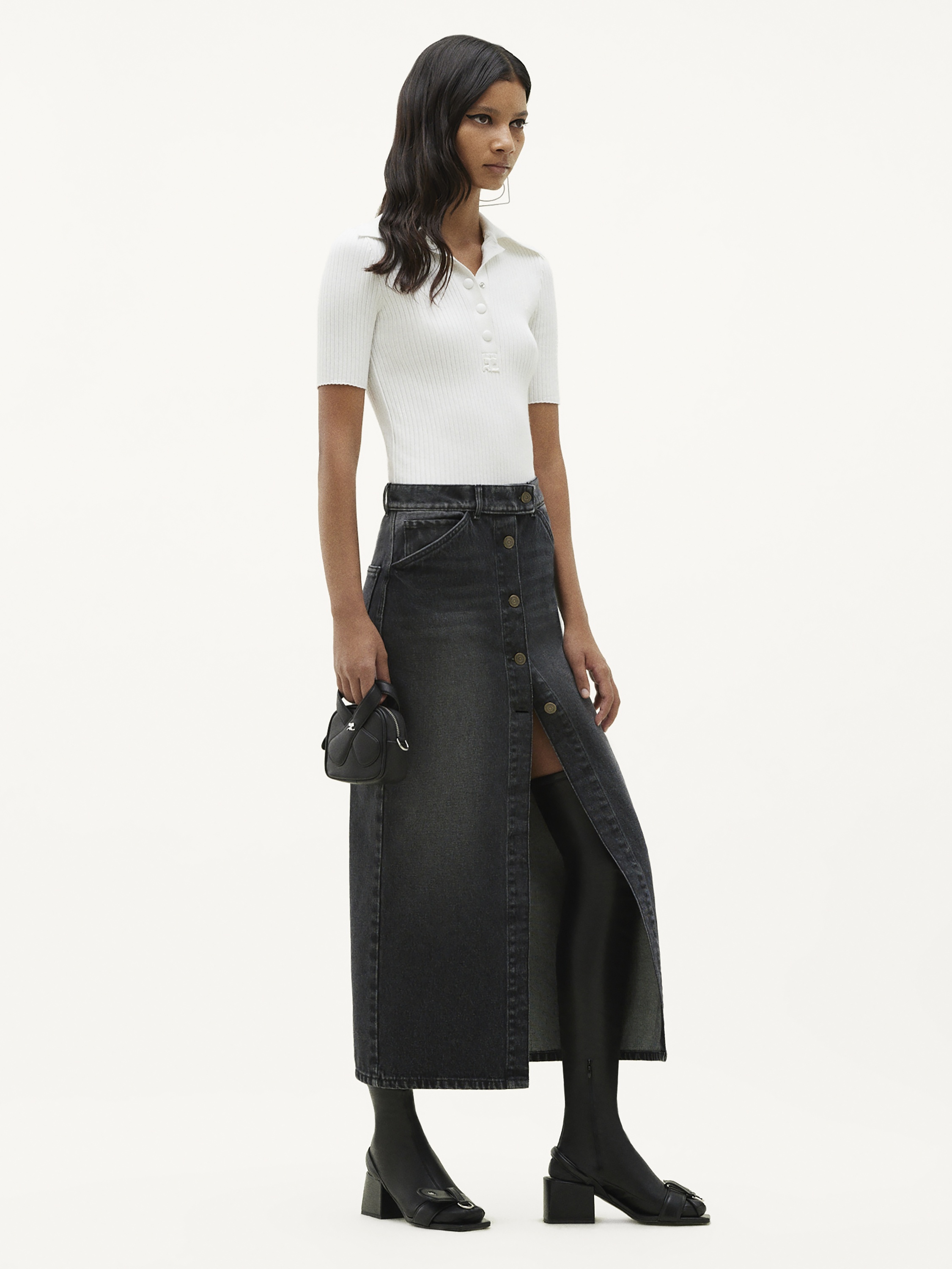 DENIM LONG SKIRT - 3