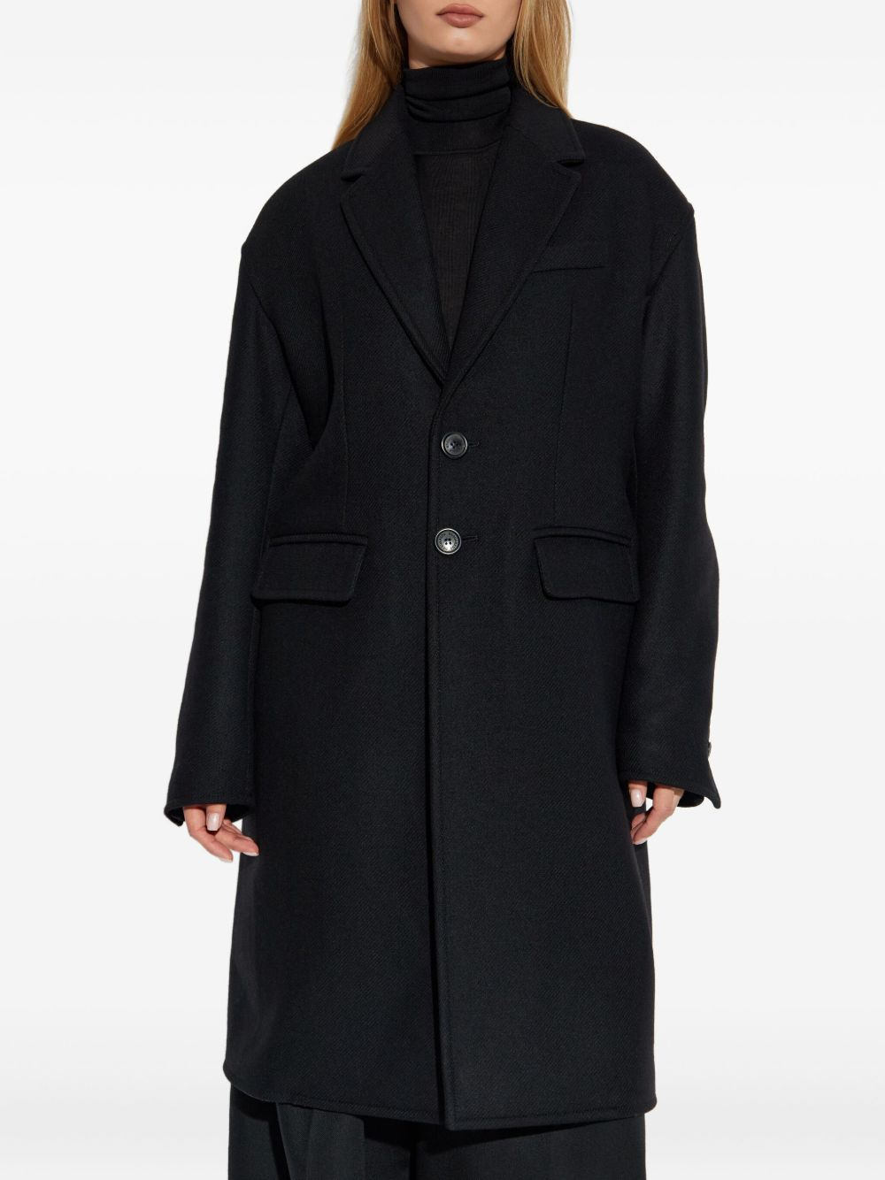 buttoned wool-blend coat - 3