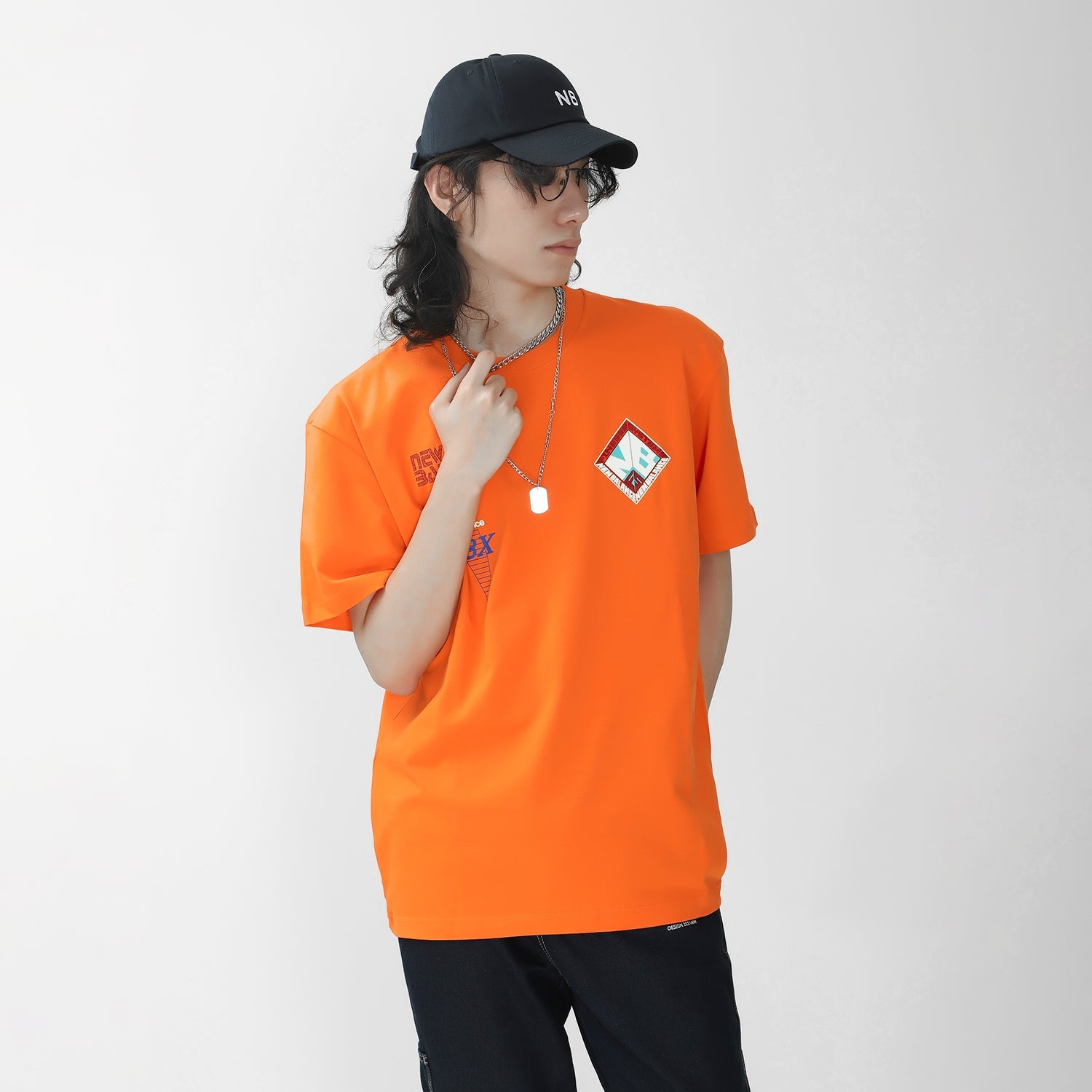 New Balance x Salehe Bembury Unisex Printing Logo Round-neck Tee Orange MT11563-VRO - 5