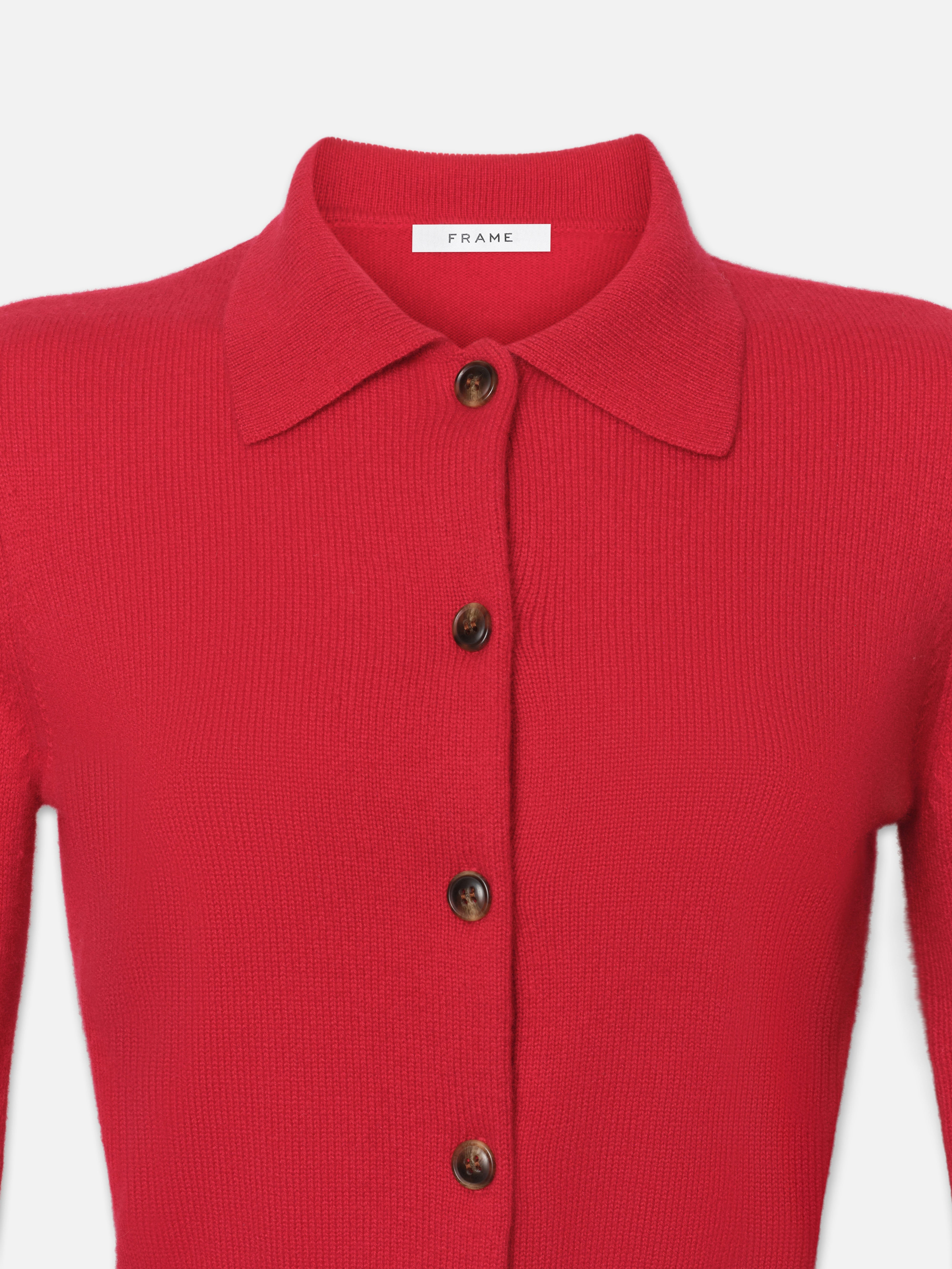 Shrunken Cashmere Cardi in Cherry Red - 2