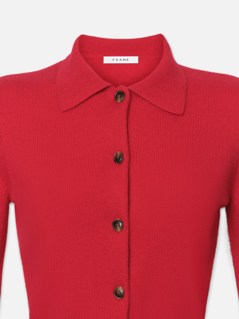 Shrunken Cashmere Cardi in Cherry Red 2