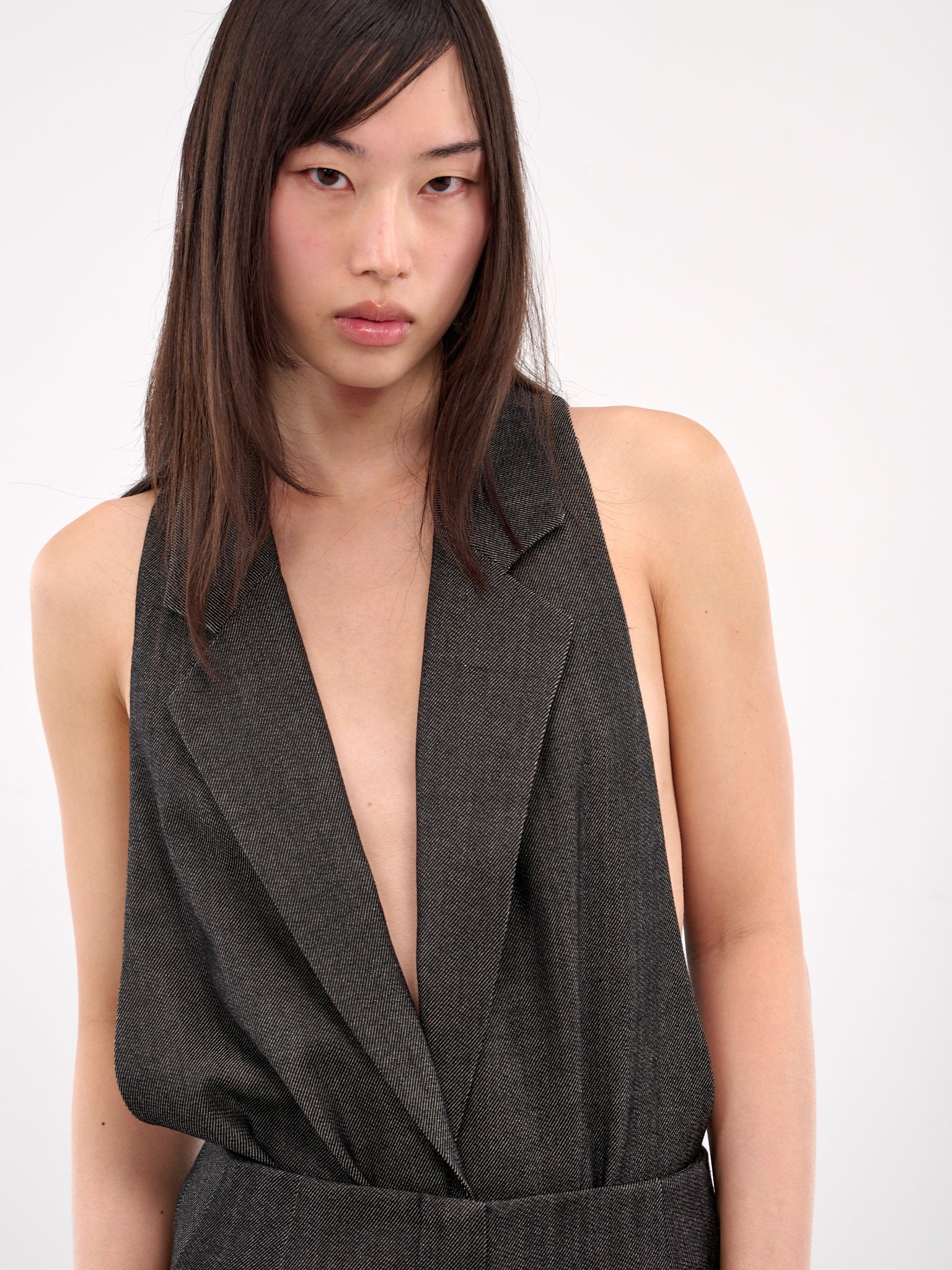 Halterneck Peaked Lapel Bodysuit - 4