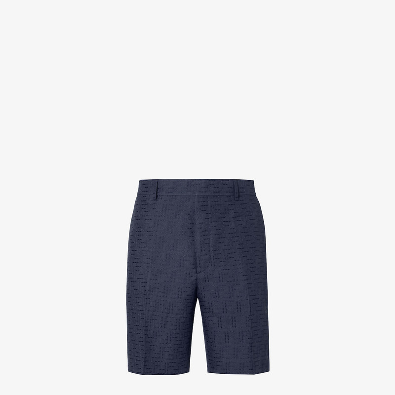 Bermudas Blue linen FF jacquard shorts 1
