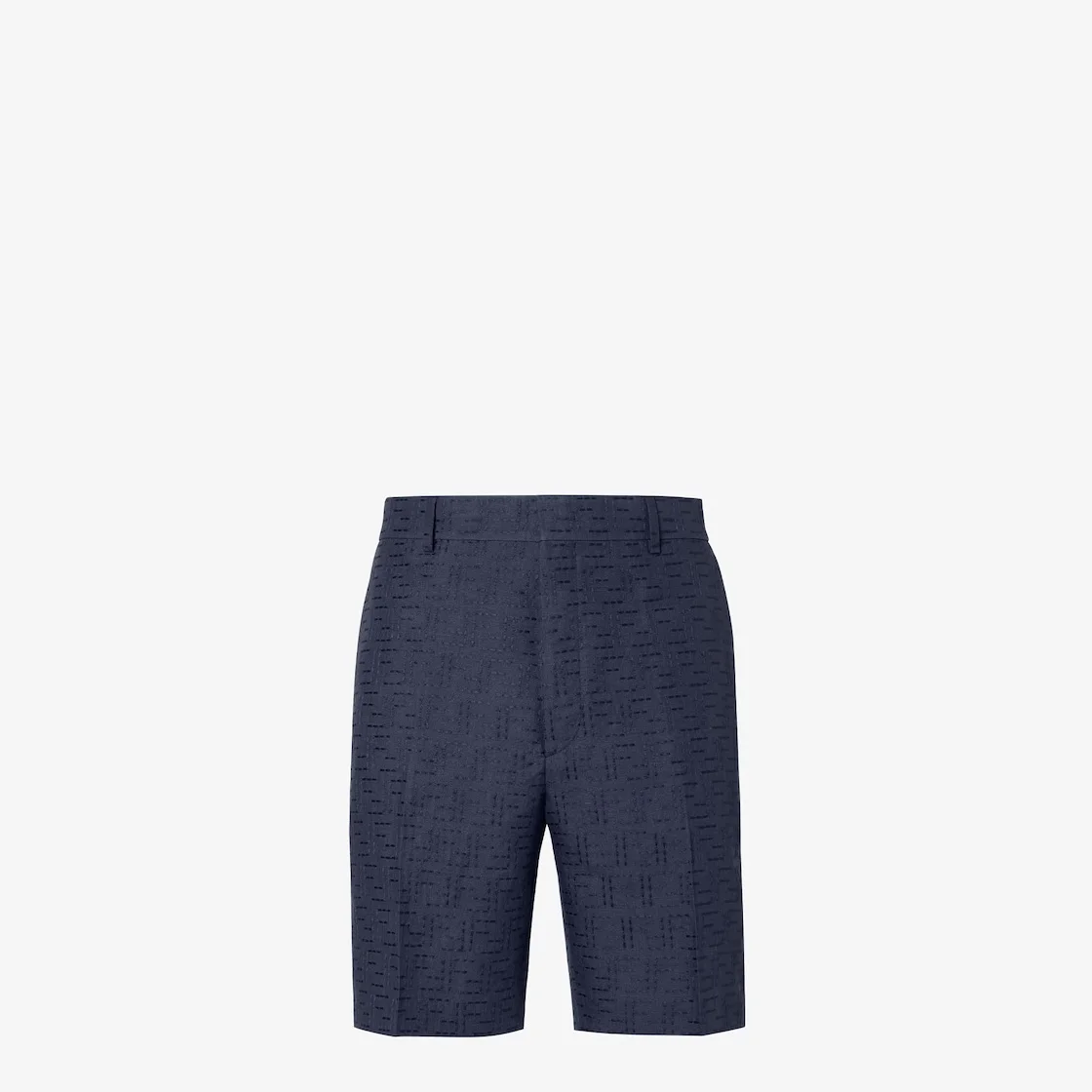 Bermudas Blue linen FF jacquard shorts - 1
