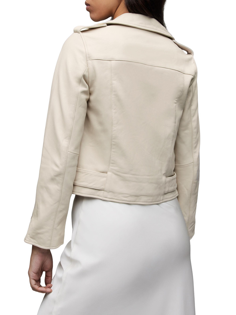 Women's Ayra Leather Biker Jacket - Ivory White 5