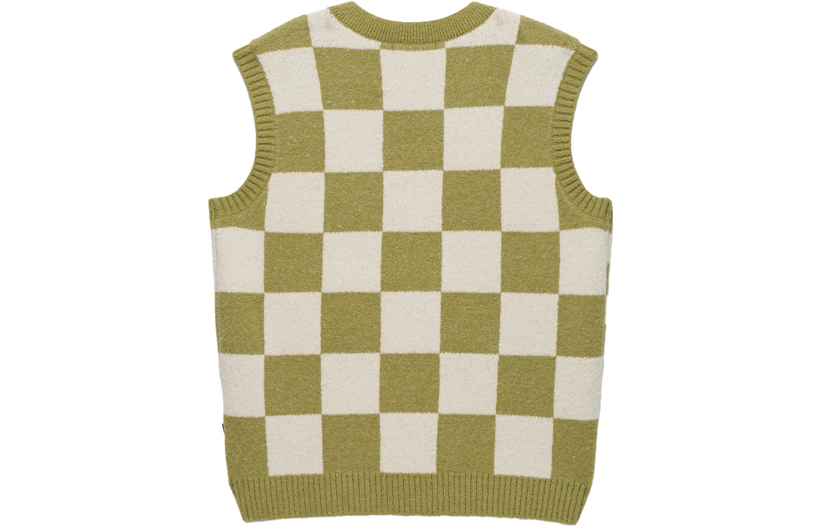(WMNS) Vans Courtyard Checker Sweater Vest 'Green White' VN000F6WBD4 - 2