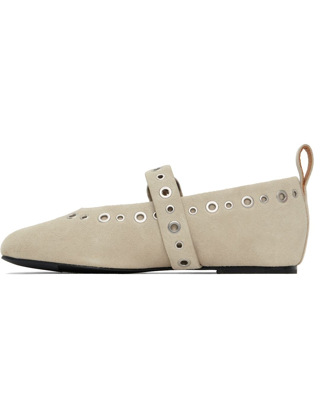 Beige Spire Mary Jane Ballerina Flats - 3