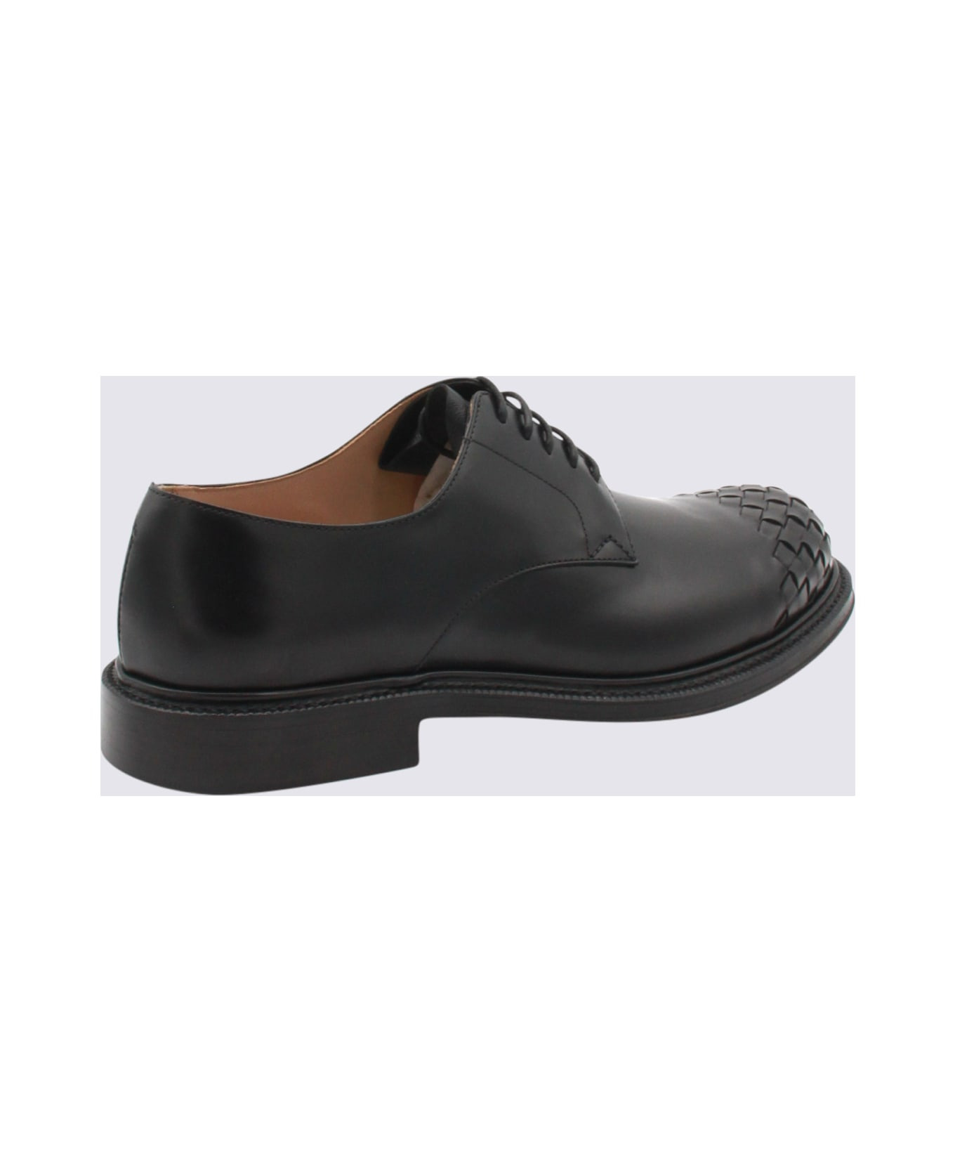 Black Leather Lace Up Shoes - 3
