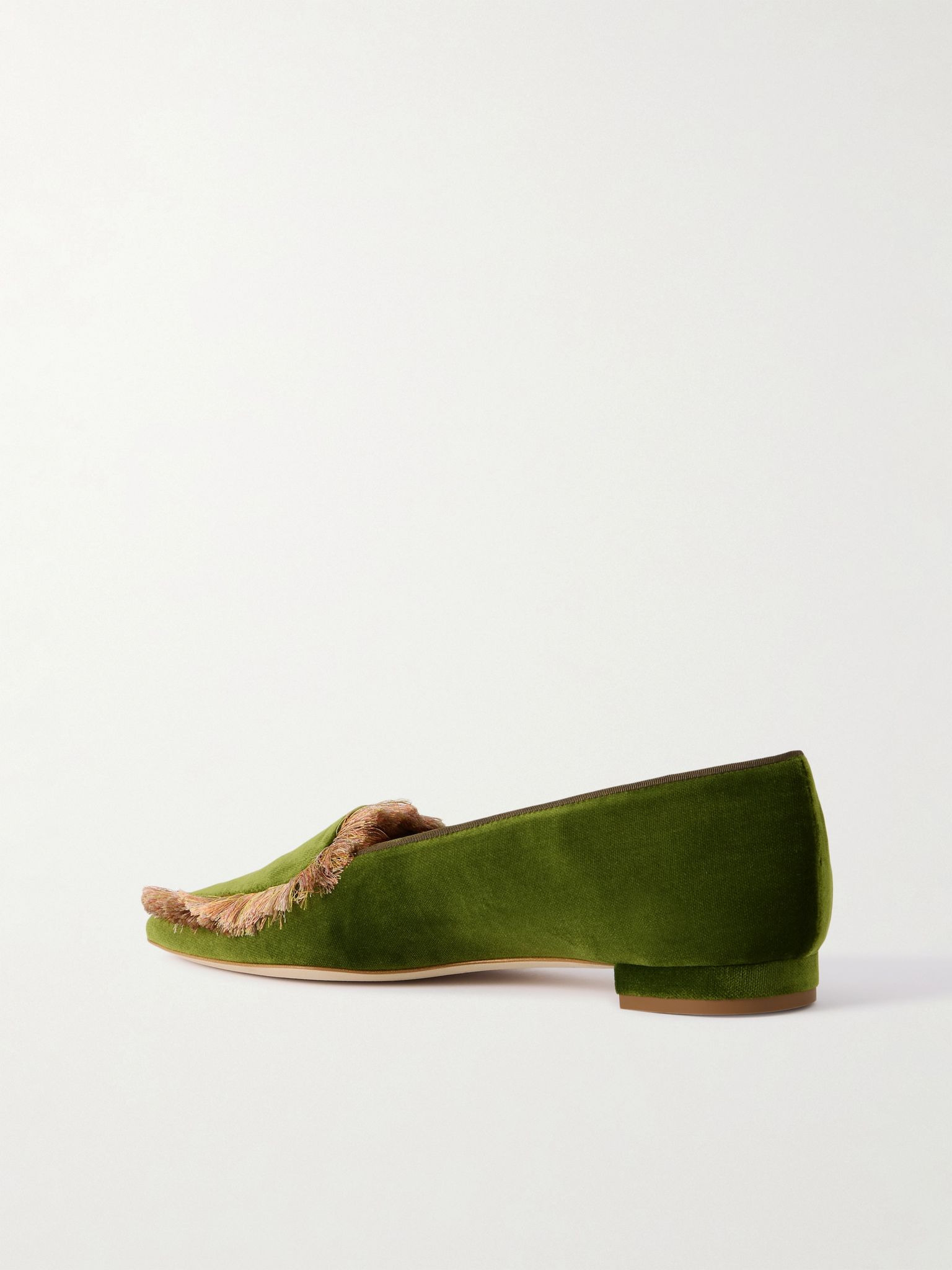 Agofran fringed velvet loafers Green - 3