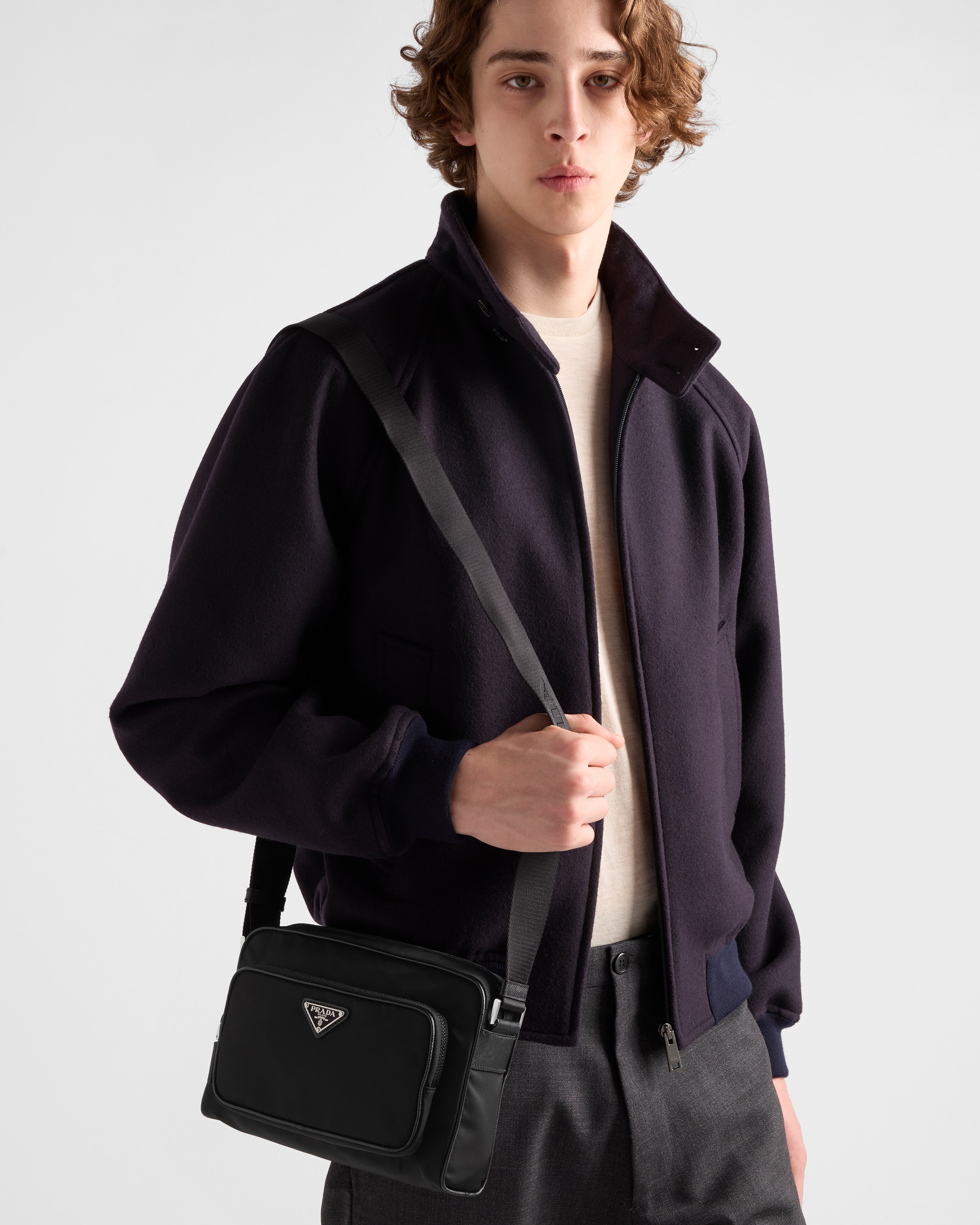 Small Re-Nylon and Saffiano leather shoulder bag - 2