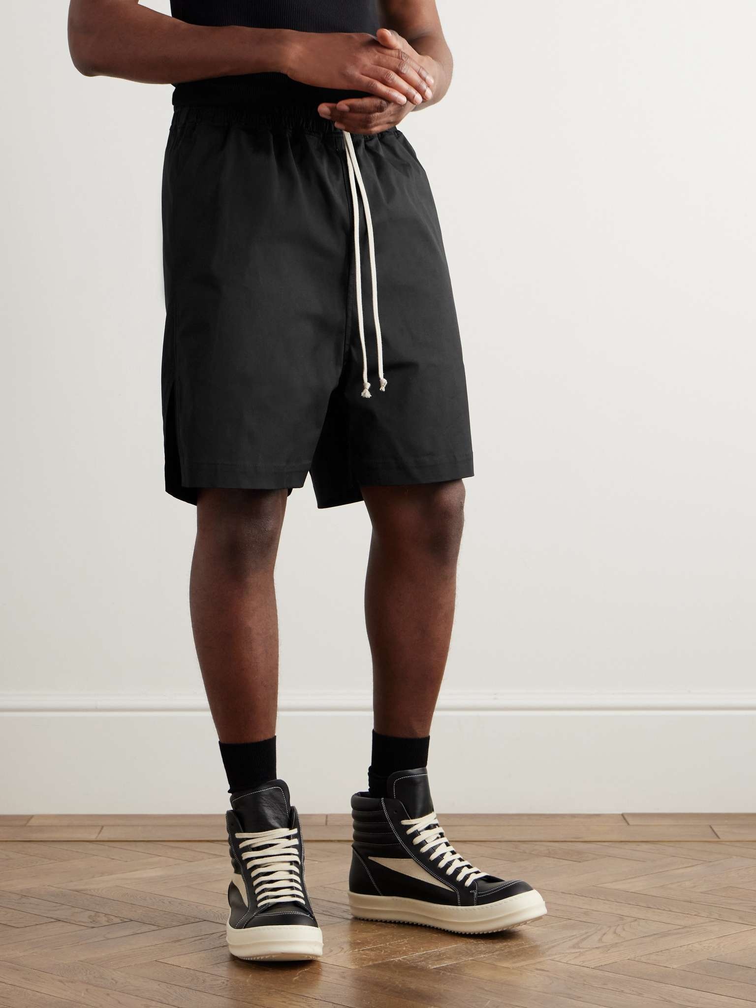 Straight-Leg Cotton-Blend Poplin Drawstring Shorts - 3