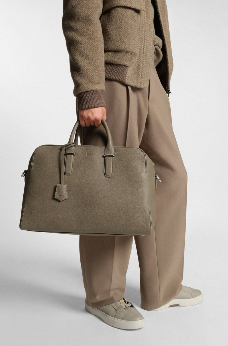 GRAINED-LEATHER HOLDALL WITH EMBOSSED LOGO 4