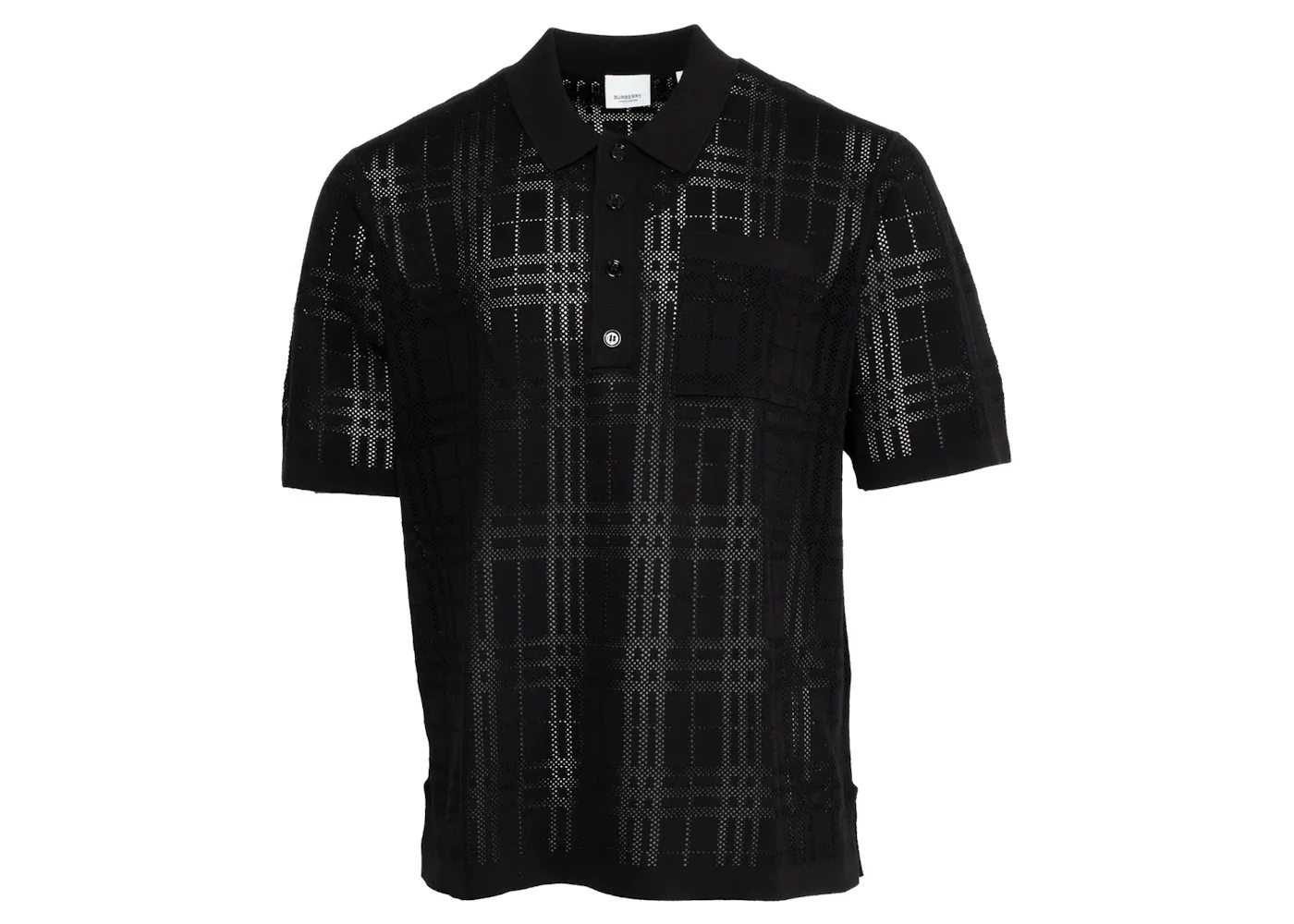 Burberry Checked Oversize Polo Shirt Black - 1