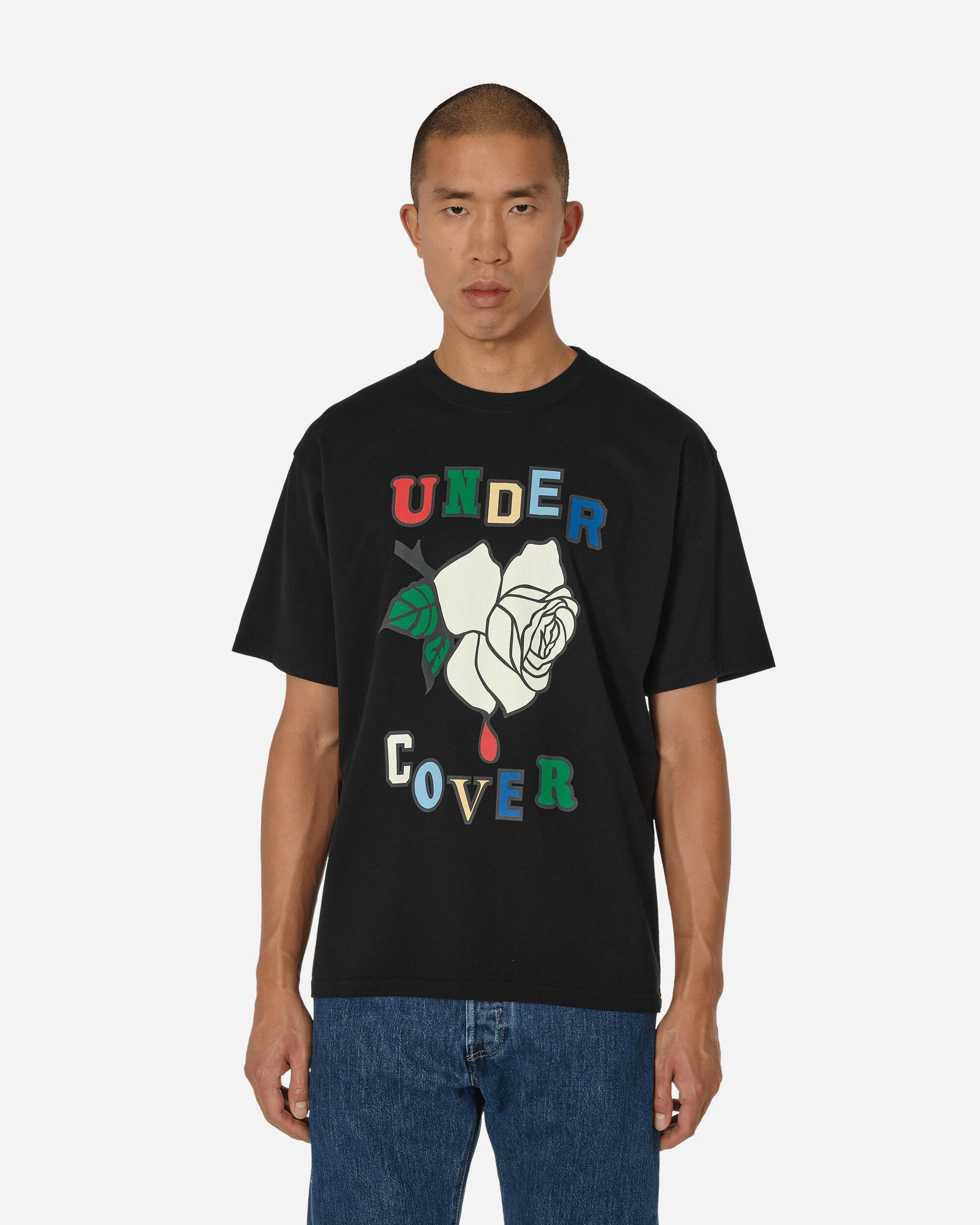 トップス UNDERCOVER MAD CIRCLE ROSE UNDERCOVER Rose T-Shirt Black | slamjam | REVERSIBLE