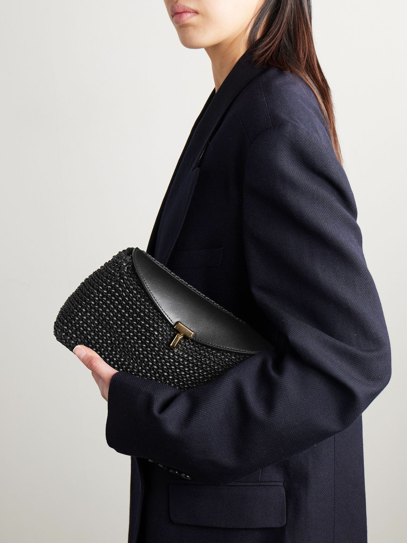 TOTEME T-Lock woven leather clutch Black outlook