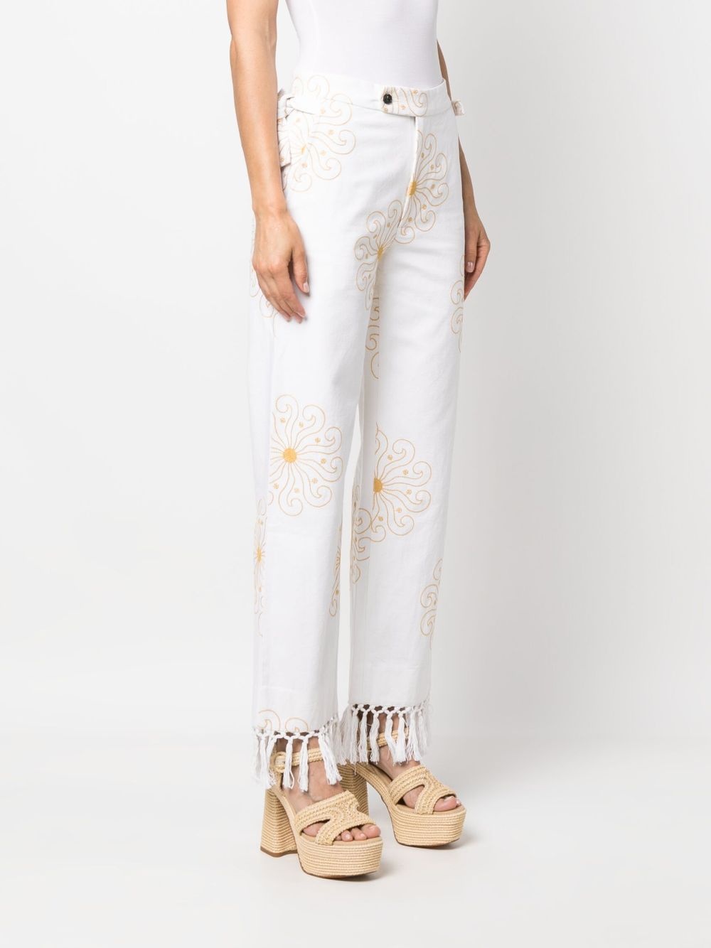 Soleil fringed-hem trousers - 3