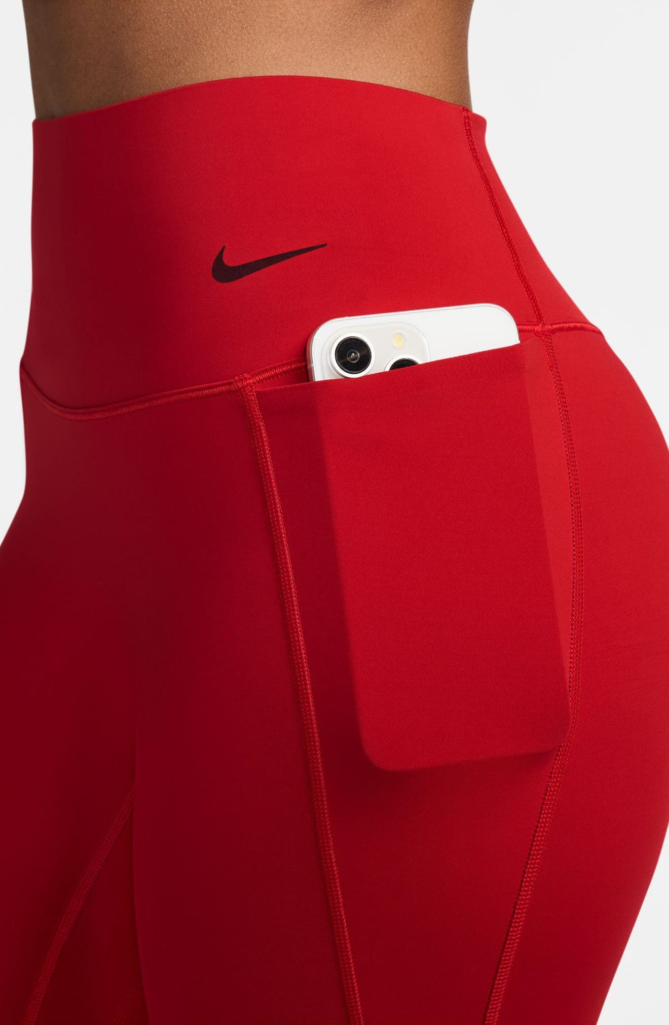 Nike Universa Medium-Support High-Waisted Pocket 7/8 Leggings in University Red/Black at Nordstrom - 3