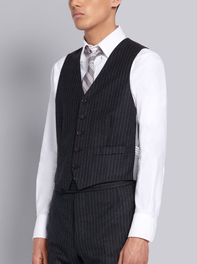 Thom Browne Dark Grey 120s Wool Flannel Narrow Chalk Stripe 5b Vest outlook