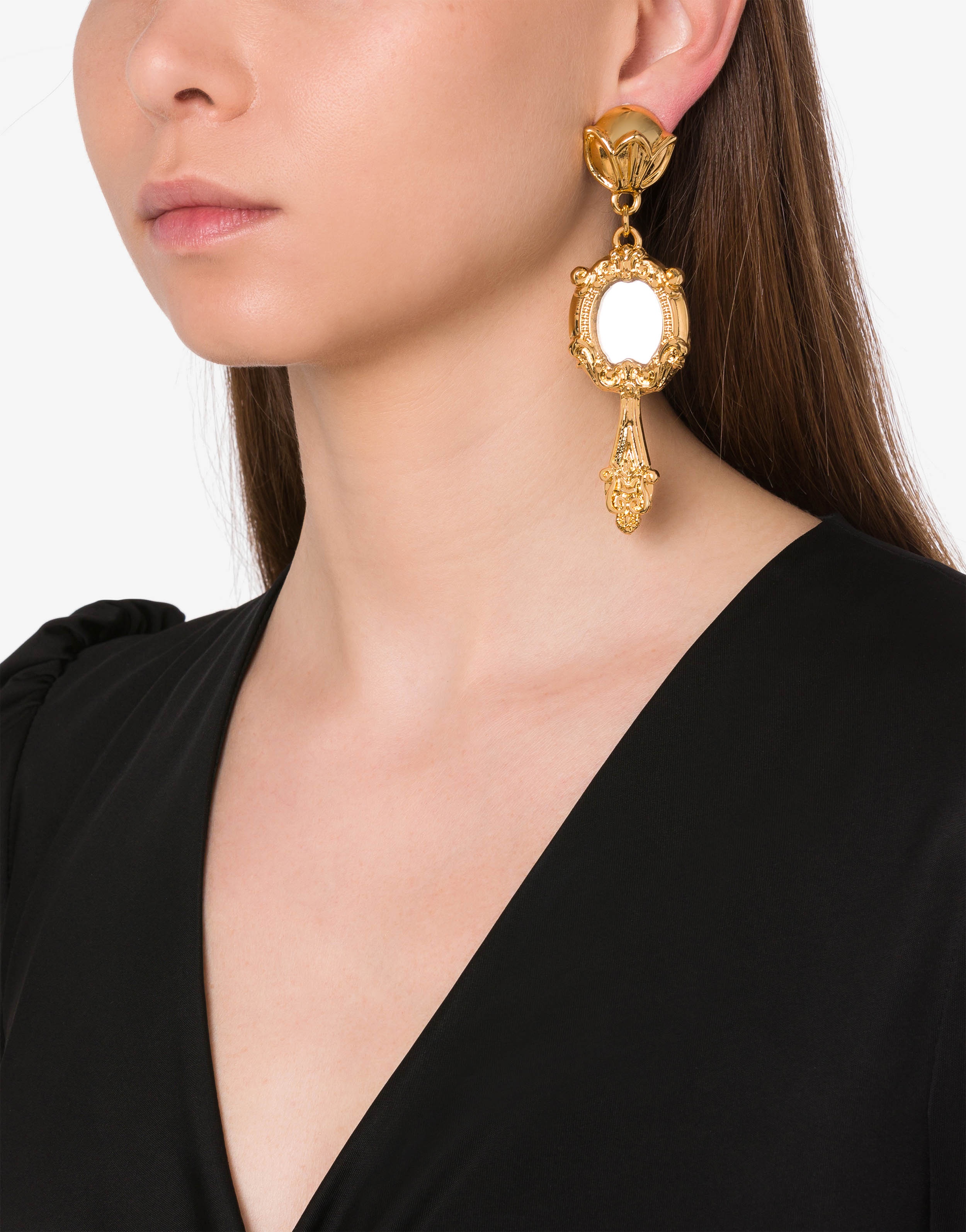 BAROQUE HAND MIRROR PENDANT EARRINGS - 4