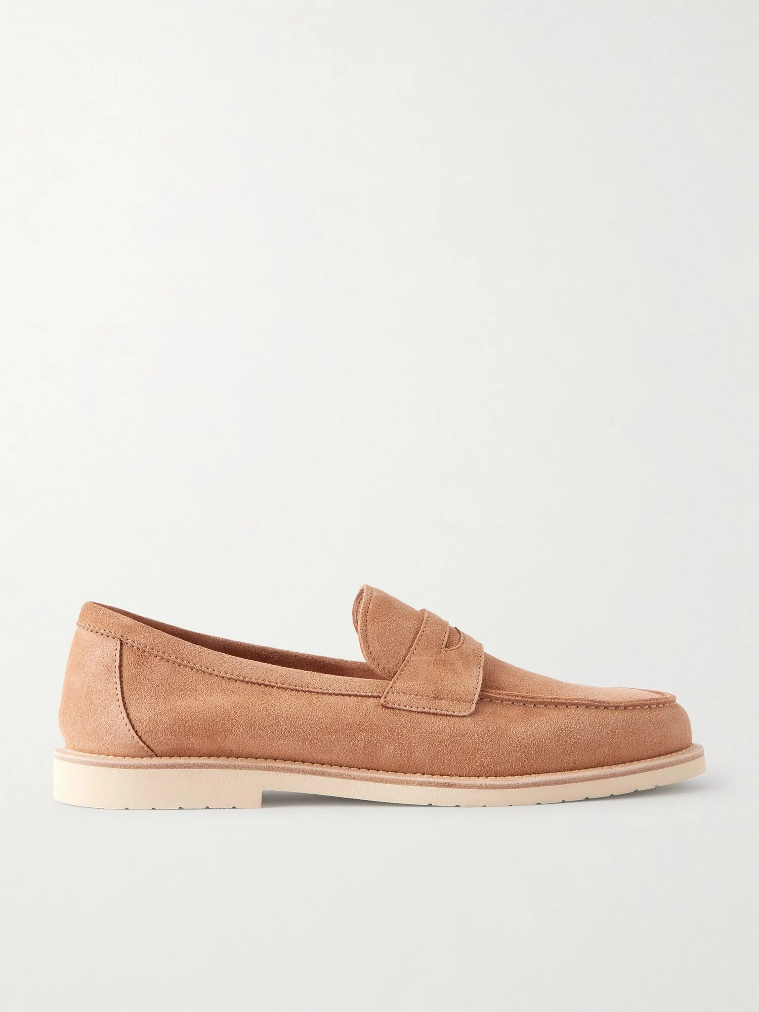 Suede Penny Loafers Tan - 1