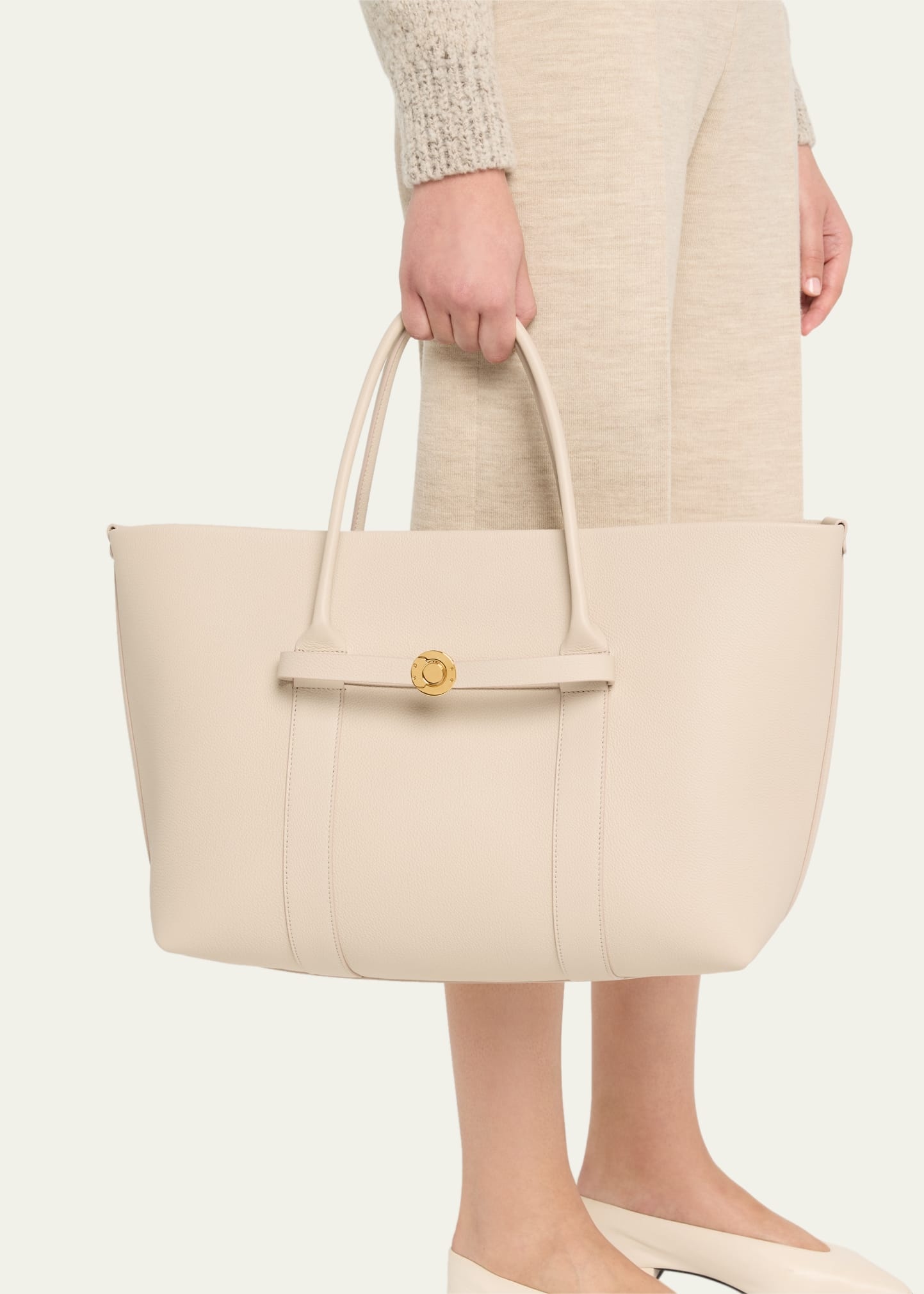 Ghiera Grained Leather & Cashmere Tote Back - 2