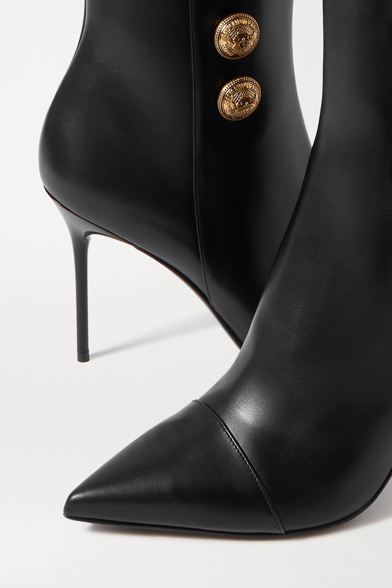 Button-embellished leather ankle boots - 4