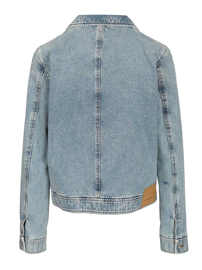 AMI Paris Contrasted Ami De Coeur Zipped Jacket Used Indigo Denim Jackets Light Blue outlook
