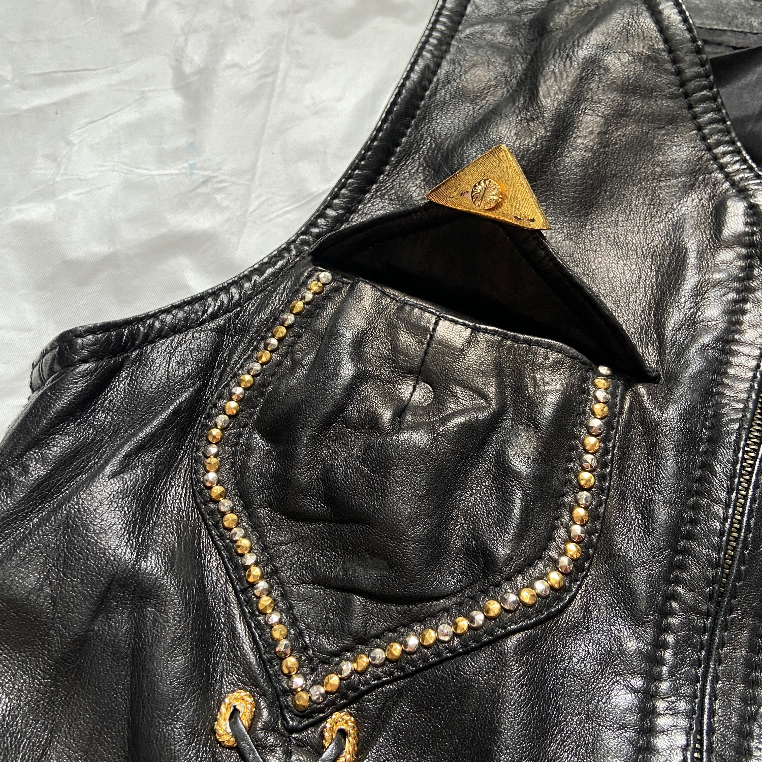 Gianni Versace Spring 1993 Western Lambskin Leather Gold Embellished Vest 40 1992 - 9