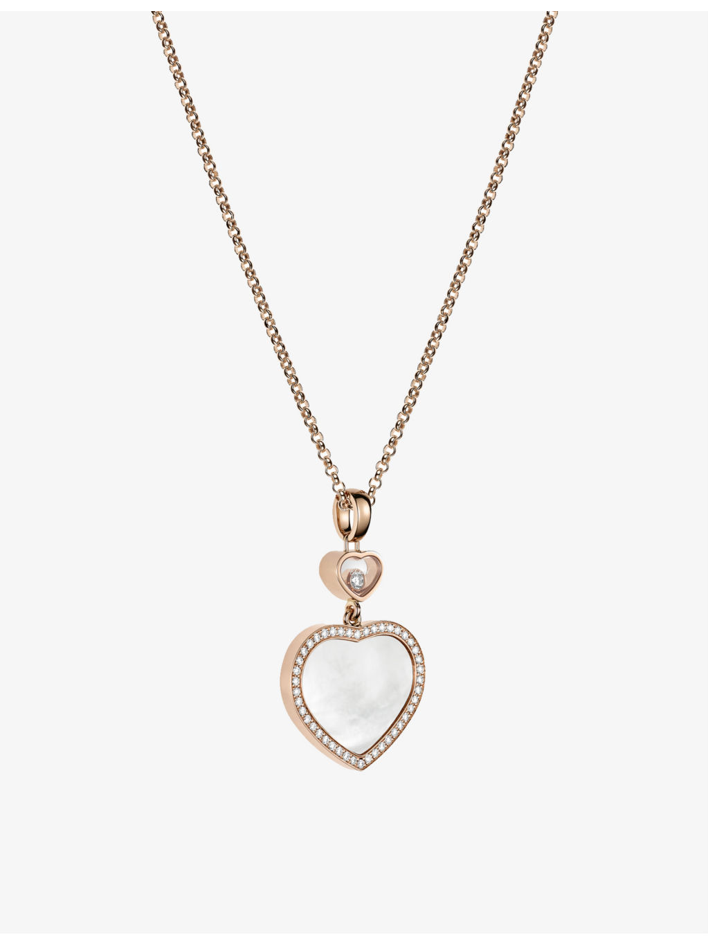 Happy Hearts 18ct rose-gold, 0.24ct diamond and mother-of-pearl necklace - 3