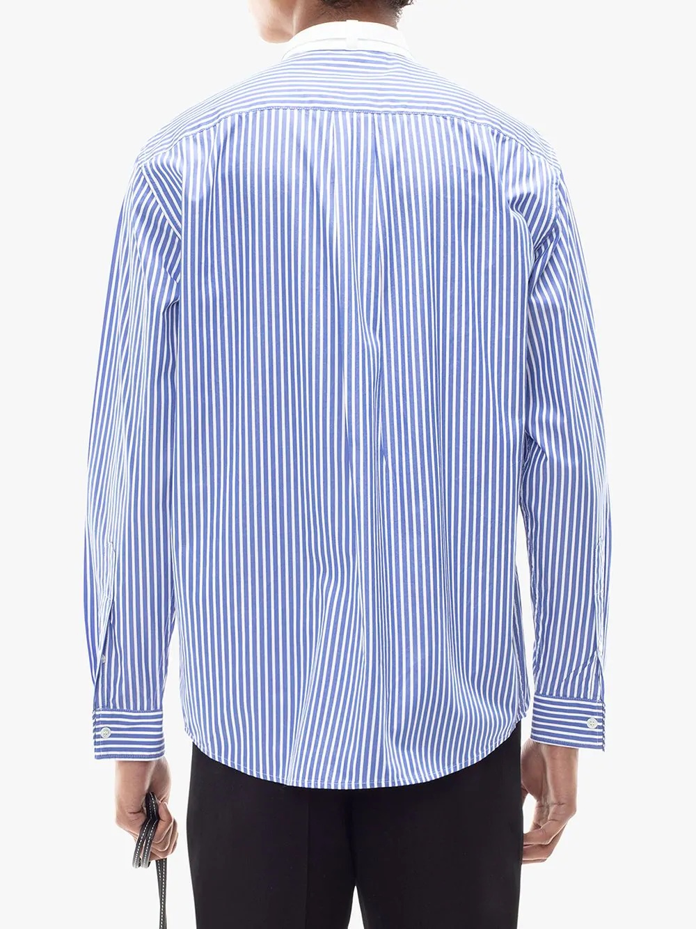 Grandad neck tie striped shirt - 4